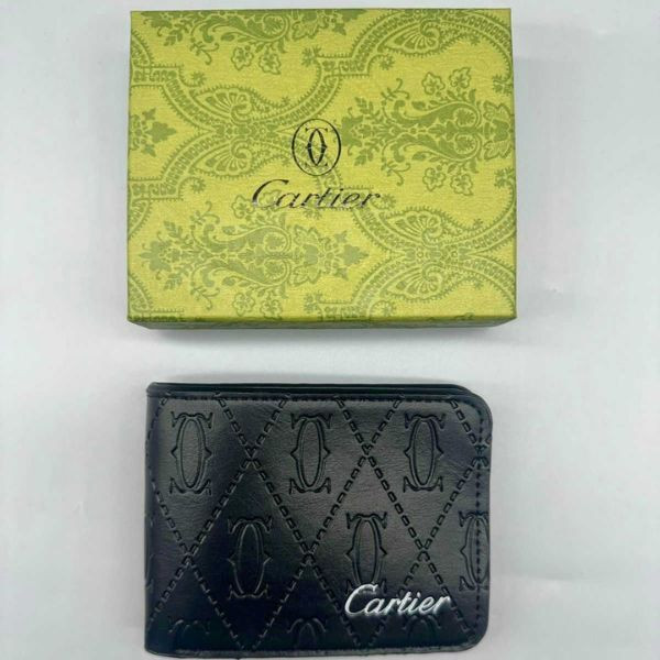 A Cartier Wallet Made of Top-Grain Leather / Available in Black